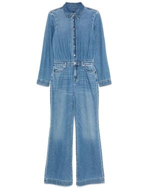 7 For All Mankind Button-Down Flared Jumpsuit - Blue