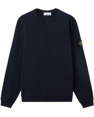 Stone Island Crew Neck Jumper With Logo - Blue