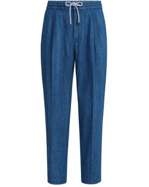 Brunello Cucinelli Cotton Trousers - Blue