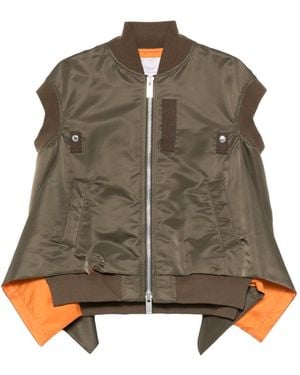 Sacai Nylon Zipped Vest - Brown