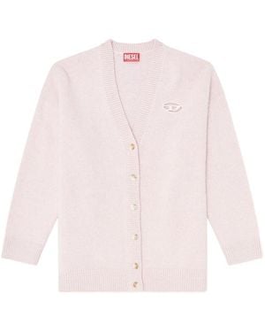 DIESEL M-Areela Maglia V-Neck Oversized Wool Cardigan - Pink