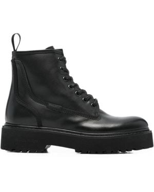 Woolrich Leather Biker Boots - Black