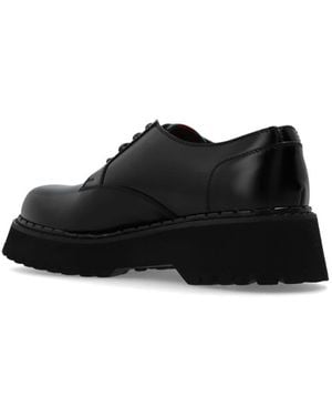 Gucci Ribbon-Stripe Leather Derby Shoes - Black