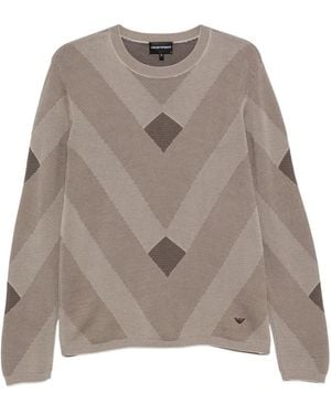 Emporio Armani Cotton Crewneck Jumper - Brown