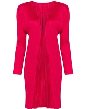 Pleats Please Issey Miyake Pleated Midi Cardigan - Red