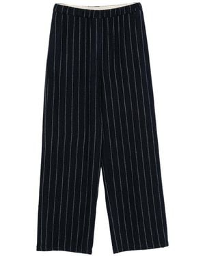 Alysi Wool Striped Wide-Leg Trousers - Blue
