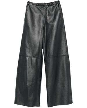 forte_forte Leather High-Waisted Trousers - Grey