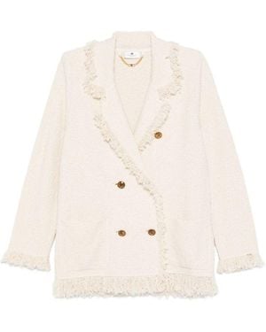 Elisabetta Franchi Cotton Double-Breasted Jacket - White