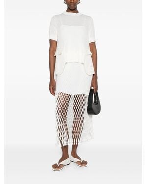 Sacai Wool And Cotton Blend T-Shirt - White