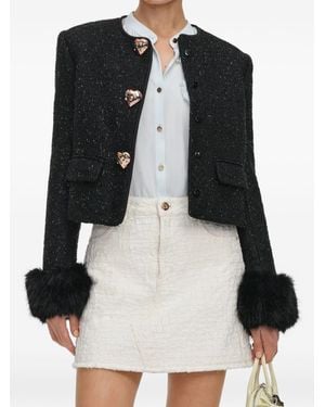 Self-Portrait Bouclé Jacket - Black