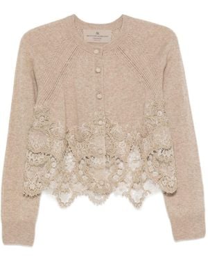 Ermanno Scervino Lace Cashmere Cardigan - Natural