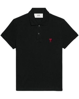 Ami Paris Ami De Coeur Cotton Polo Shirt - Black