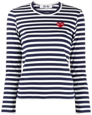Comme des Garçons Striped Cotton T-Shirt - Blue