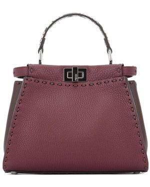 Fendi Peekaboo Mini Leather Handbag - Purple