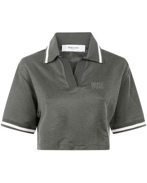 Golden Goose Cotton Cropped Polo Shirt - Grey