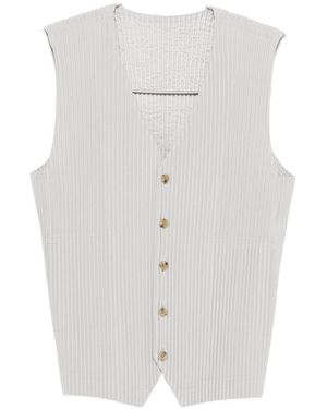 Homme Plissé Issey Miyake Pleated V-Necked Vest - White