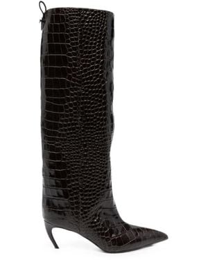 The Attico Lea Leather Boots - Black