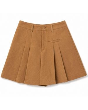 ACTUALEE Pleated Miniskirt - Brown