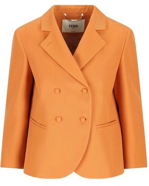 Fendi Jackets Virgin Wool - Orange