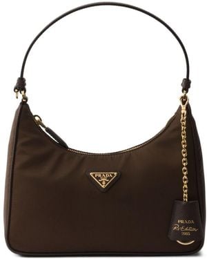 Prada Borsa Mini Re-Edition 2005 Re-Nylon E Saffiano - Marrone