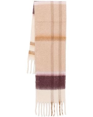 Barbour Tartan Brushed Knit Scarf - White