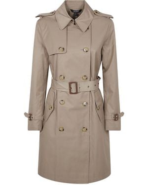 Ralph Lauren Trench Coat With Logo - Natural