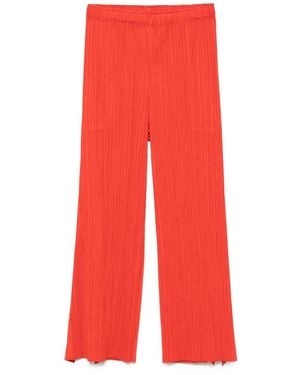 Pleats Please Issey Miyake Pleated Cropped Trousers - Red