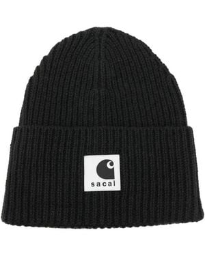 SACAI X CARHARTT WIP Logo Wool Beanie - Black