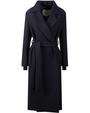 Jucca Coat With Knitted Collar - Blue
