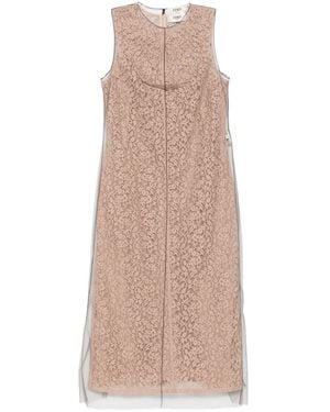 Fendi Lace Midi Dress - Natural