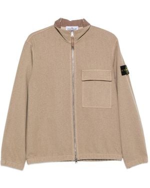 Stone Island Zipped Overshirt By - Natural
