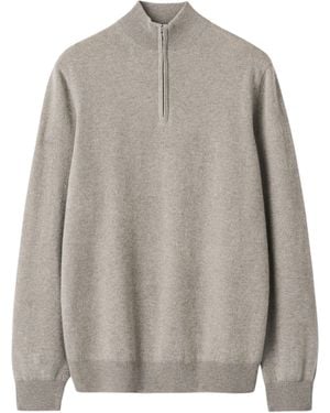 Soft Goat Half Zip Jumper By - Grey