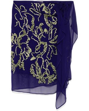 Dries Van Noten Gonna Sima Ricamata - Blu