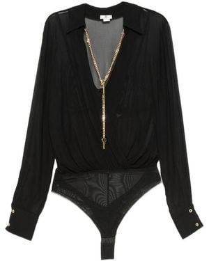 Elisabetta Franchi Camicia A Body Sheer Bodysuit - Black