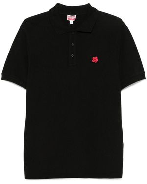 KENZO Gots Boke Flower Embroidered Slim Polo - Black