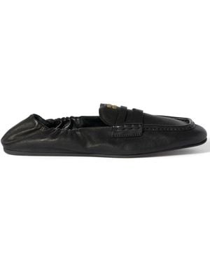 Miu Miu Ruches Nappa Leather Loafers - Black