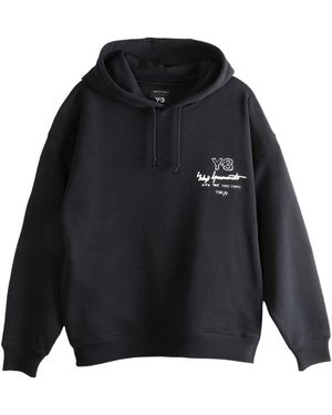 Y-3 Logo Cotton Hoodie - Black