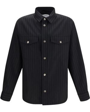 Versace Greca Monogram Jacquard Wool Shirt - Blue