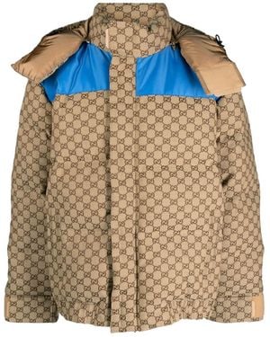 Gucci Down Jacket With Logo - Blue