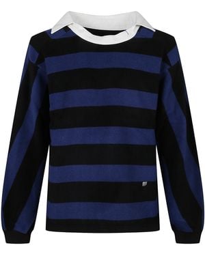 Adererror Felpa Polo A Righe - Blu