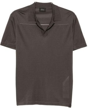 Brioni Piquet Silk Polo Shirt - Grey