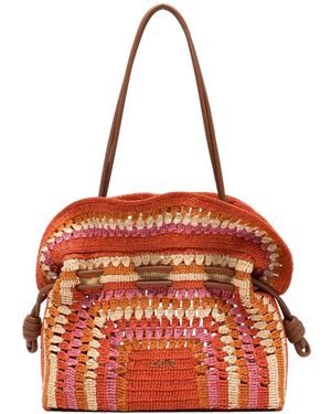 Loewe Flamenco Medium Rafia Clutch - Red