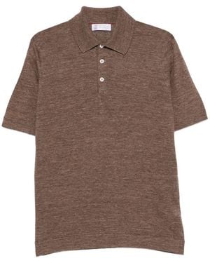 Brunello Cucinelli Linen And Cotton Blend Polo Shirt - Brown
