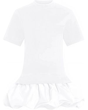 Patou Cotton Faille Mix Dress - White