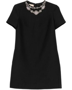 Valentino Wool And Silk Blend Mini Dress - Black