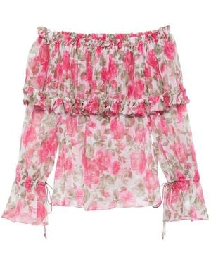 Chloé Printed Silk Top - Red