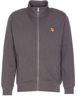 Maison Kitsuné Fox Head Cotton Zipped Sweatshirt - Grey