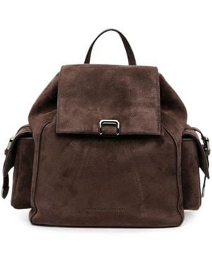 Brunello Cucinelli Suede Leather Backpack - Brown