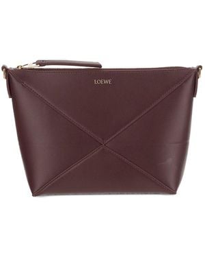 Loewe Puzzle Fold Leather Pouch - Purple