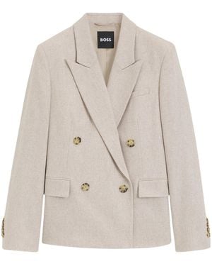 BOSS Double-Breasted Blazer - White